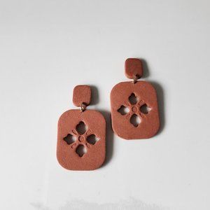 Terracotta Statement Polymer clay earrings handmade Lightweight 1.75"